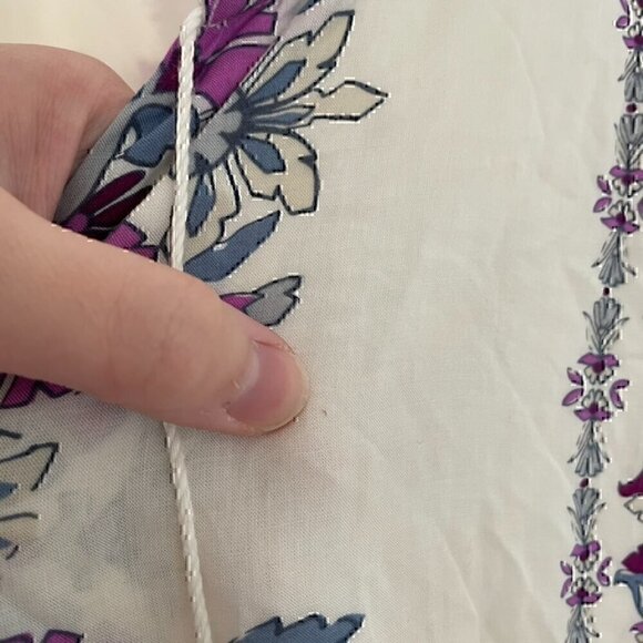 OLD NAVY Printed Tassle Boho Midi Dress Cream Ivory Floral Tassel Boho M NO BELT - Picture 6 of 13